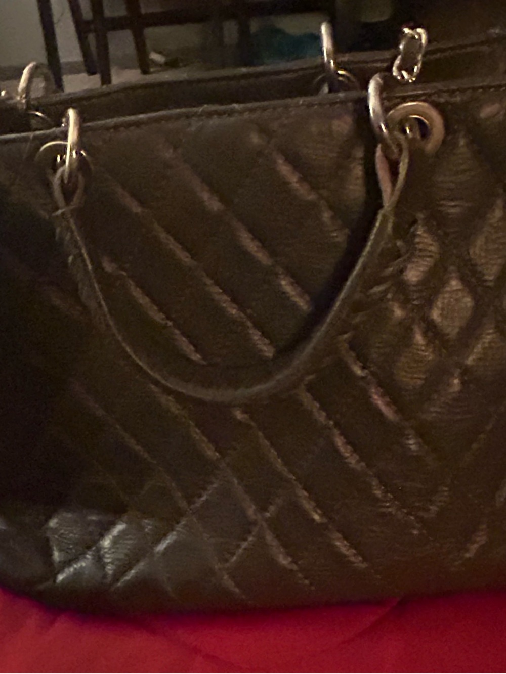 Persaman New York Quilted Tote in Black with Silver Hardware
